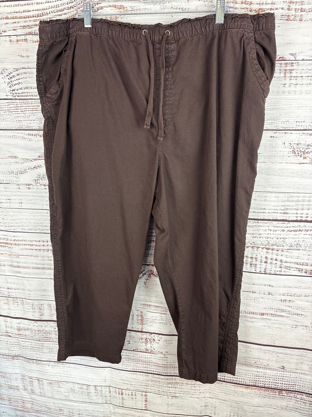 Sonoma Dark Brown Cotton Blend Casual Elastic Waist Crop Capri Pants Womens 2X